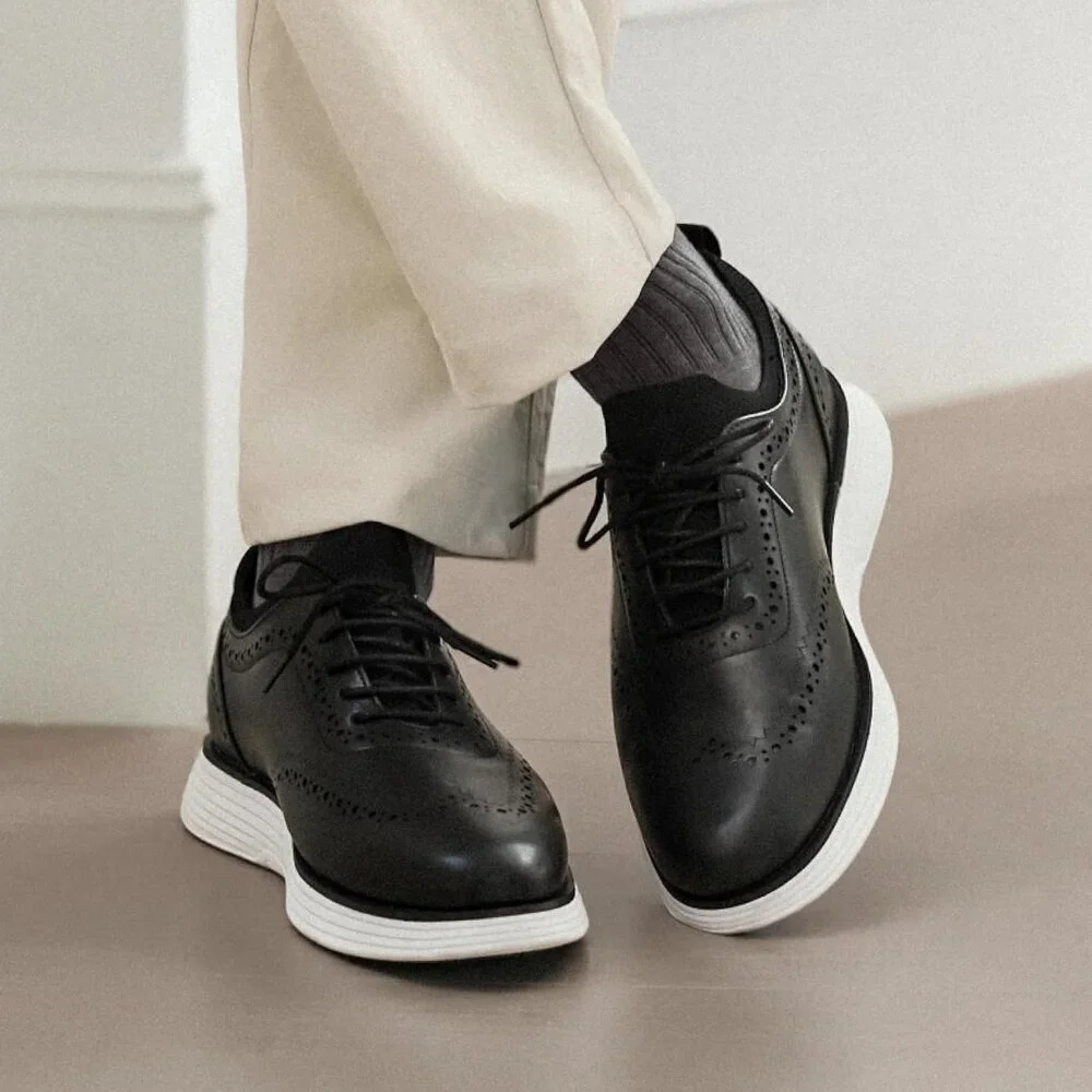 Men's Black Leather Classic Business Formal Casual Wingtip Dress Oxford Shoes